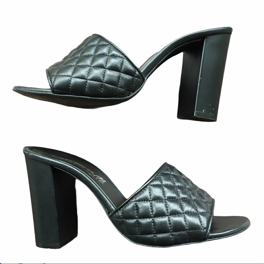 L’intervalle Quilted Leather Mule Heels Black 39